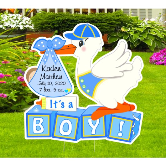 It's A Boy Welcome Baby Announcement Yard Sign (Front)