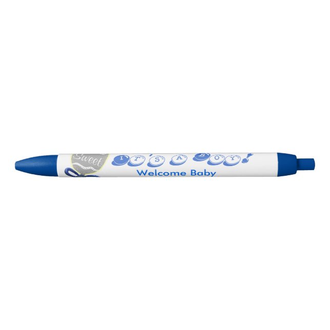 It's A Boy Welcome Baby Blue Rattle Announcements Pen (Front)