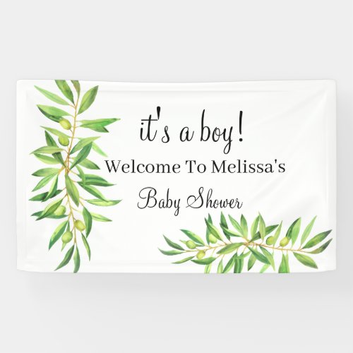 Its a boy welcome sign olive branch banner