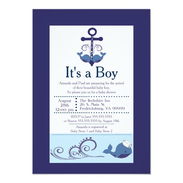 It's A Boy Whale Baby Shower Invitation