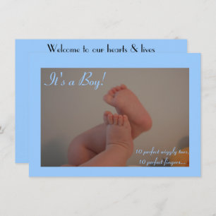 It's a Boy Wiggly Toes Birth Announcement Cards