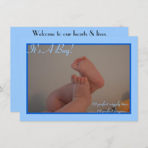It's a Boy Wiggly Toes Photo Birth Announcements