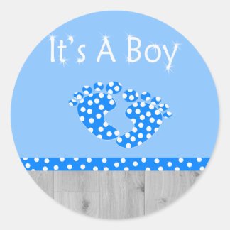 it's a boy with blue baby-feet classic round sticker