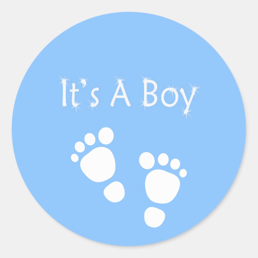 it's a boy with blue baby-feet classic round sticker | Zazzle