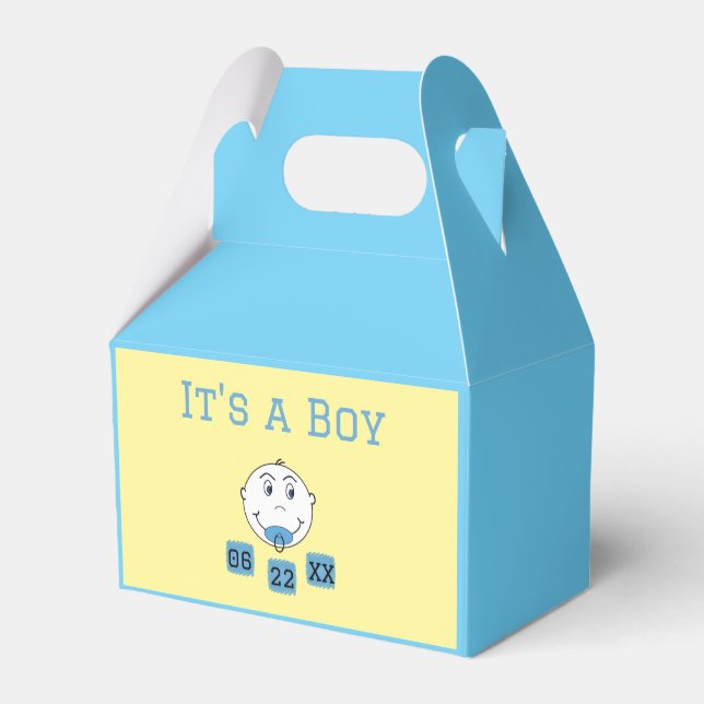 It's a Boy! with Custom Birth Date Favor Boxes (Back Side)