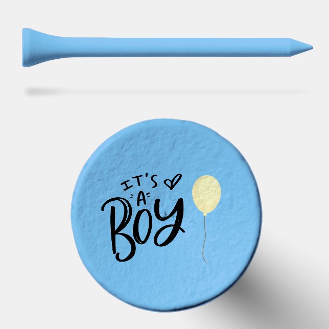 It's A Boy with Yellow Balloon Golf Tees (Combo (Horz))