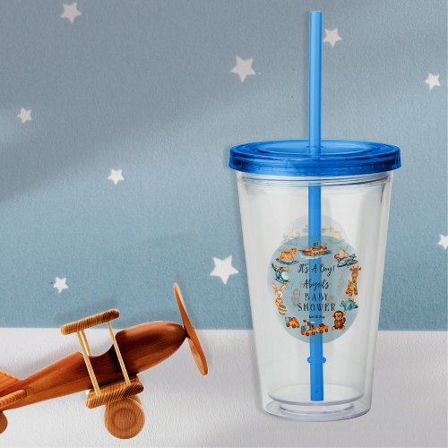 Its A Boy Wooden  Stuffed Toys Baby Shower Acrylic Tumbler