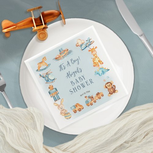 Its A Boy Wooden  Stuffed Toys Baby Shower Napkins