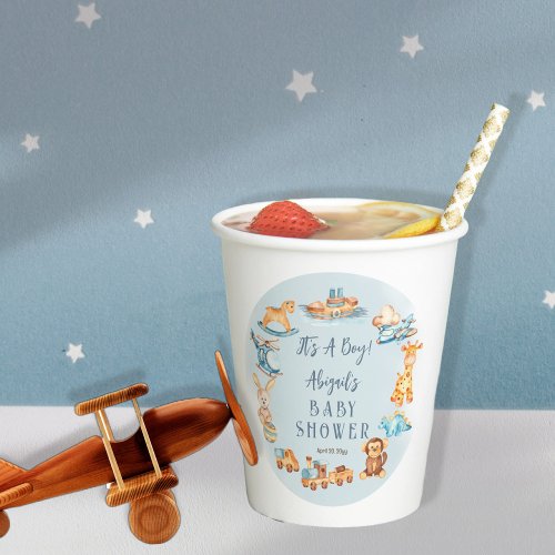 Its A Boy Wooden  Stuffed Toys Baby Shower Paper Cups
