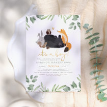 It's A Boy Woodland Animals & Greenery Baby Shower Invitation