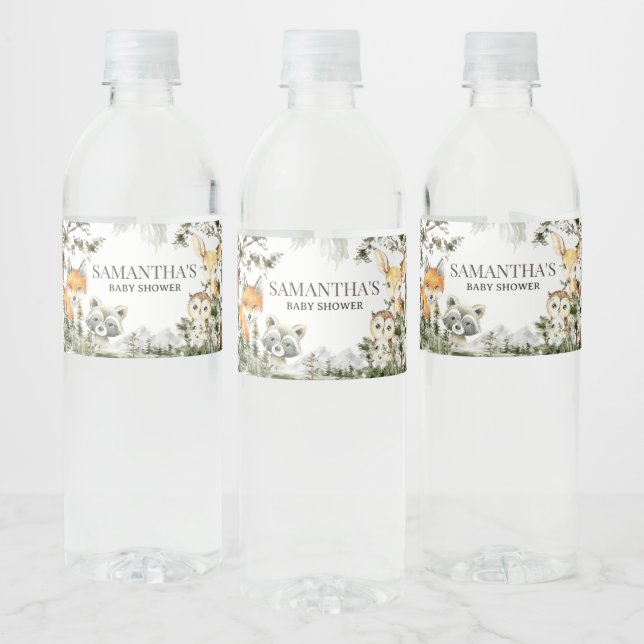 It's A Boy Woodland Animals Water Bottle Label (Bottles)