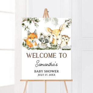 It's A Boy Woodland Animals Welcome Poster