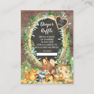 It's A Boy Woodland Baby Shower Diaper Raffle Enclosure Card