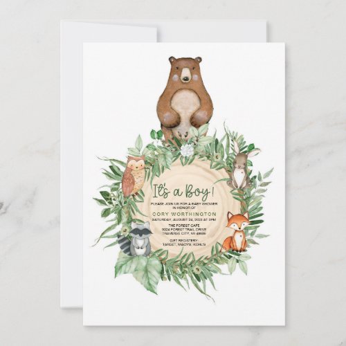 ITS A BOY WOODLAND BABY SHOWER INVITATION