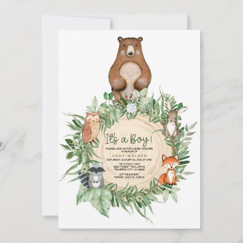 ITS A BOY WOODLAND BABY SHOWER INVITATION