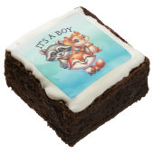 It's a Boy | Woodland Creatures Baby Shower Brownie (Angled)