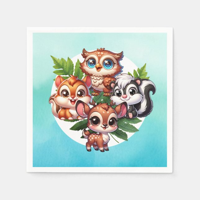 It's a Boy | Woodland Creatures Baby Shower Napkins (Front)