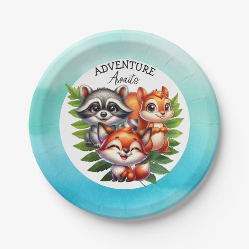 Its a Boy  Woodland Creatures Baby Shower Paper Plates