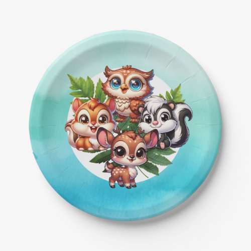 Its a Boy  Woodland Creatures Baby Shower Paper Plates