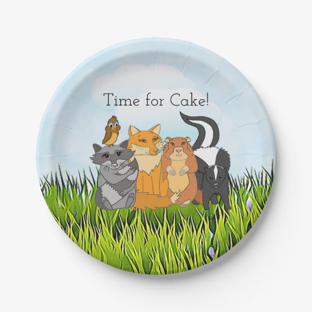 It's a Boy, Woodland Creatures Baby Shower Party Paper Plates (Front)