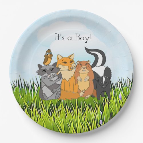 Its a Boy Woodland Creatures Baby Shower Party Paper Plates