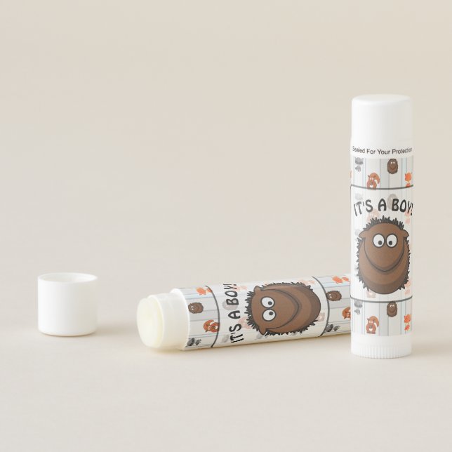 It's a Boy Woodland Creatures Hedgehog Chapstick (In Situ)