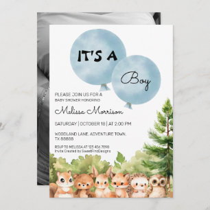 It's A Boy Woodland Party Baby Boy Shower Invitation