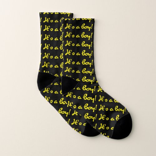 Its a Boy Yellow Baby Gender Reveal Socks