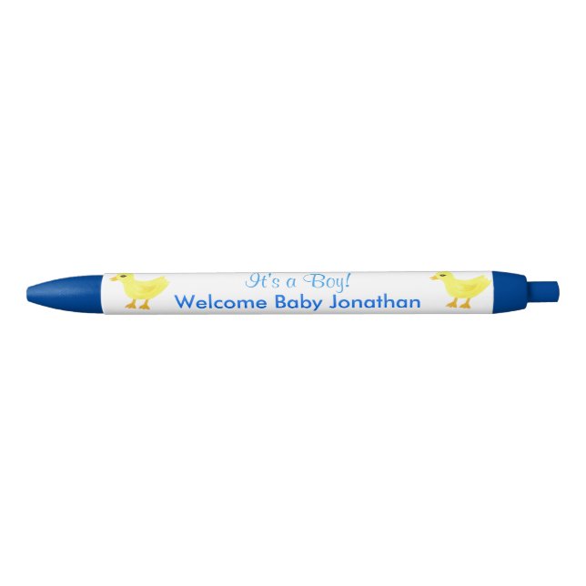 It's A Boy Yellow Ducky Blue White Announcements Pen (Front)