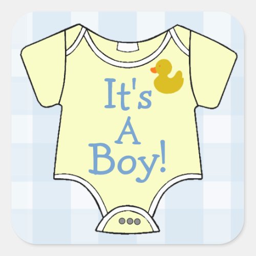 Its A Boy_Yellow Onsie Square Sticker