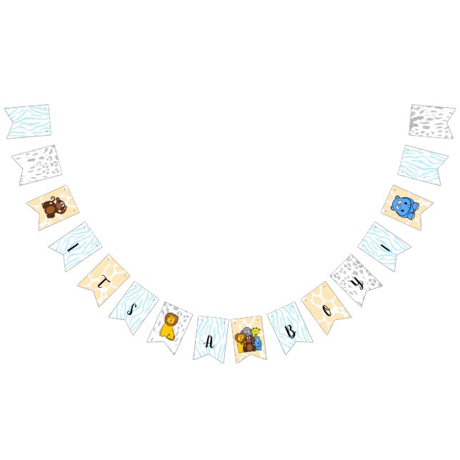Its a Boy Zoo Animals Baby Shower Banner (All)