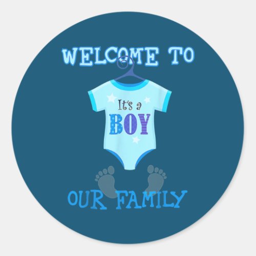 Its A Boys Baby Shower Party News Baby Gift Dad Classic Round Sticker