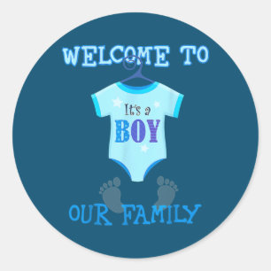 Its A Boys Baby Shower Party News Baby Gift Dad Classic Round Sticker