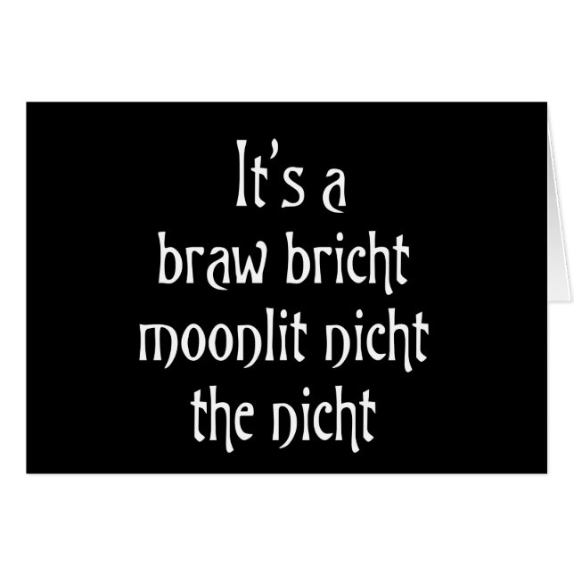 It's a braw bricht moonlit nicht the nicht cards (Front Horizontal)
