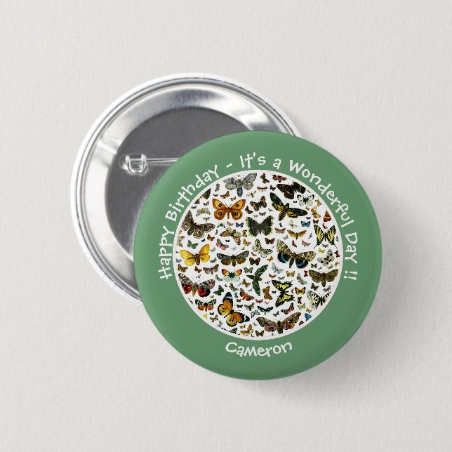 It's a Butterfly Birthday, Collage Items for Party Button (Front & Back)