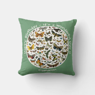 It's a Butterfly Birthday, Collage Items for Party Throw Pillow