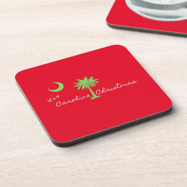It's A Carolina Christmas South Carolina Holiday  Beverage Coaster (Left Side)