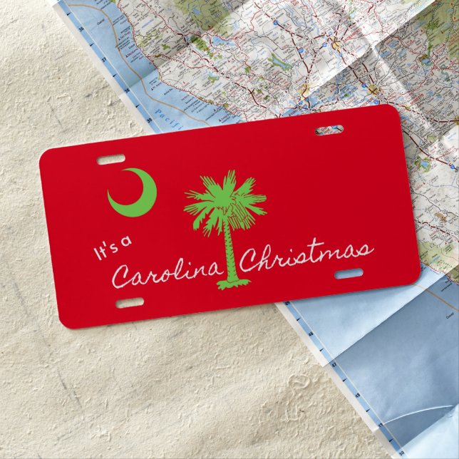 It's A Carolina Christmas South Carolina Holiday  License Plate (In Situ)