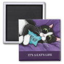 It's A Cat's Life | Personalizable Cat Art Magnet