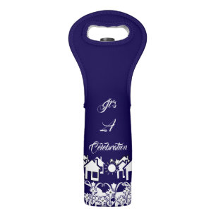It's A Celebration Navy Neighborhood   Wine Bag