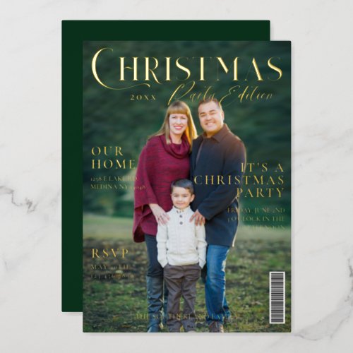 Its A Christmas Party Family Photo Magazine Cover Foil Holiday Card