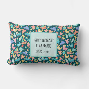 It's a Colorful Baby Shower Dark Personalized Lumbar Pillow
