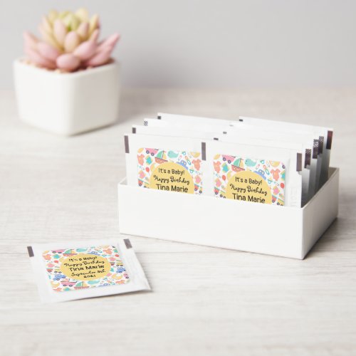Its a Colorful Baby Shower Light Personalized Hand Sanitizer Packet