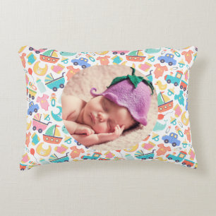It's a Colorful Baby Shower Lt Personalized Image Accent Pillow
