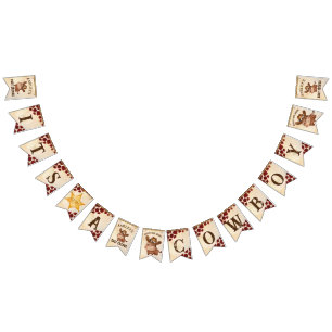 It's a cowboy baby shower custom name  bunting flags