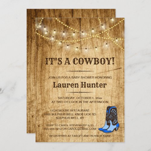 Its a Cowboy Country Baby Shower Invitation