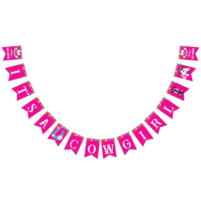 It's a cowgirl bright pink groovy retro daisy bunting flags (All)
