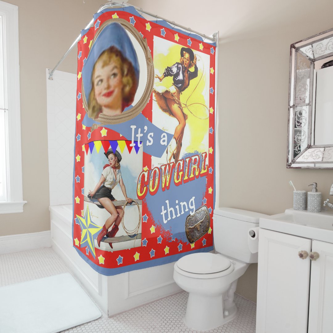 It's A Cowgirl Thing Western Rodeo Roping Cowgirls Shower Curtain Zazzle