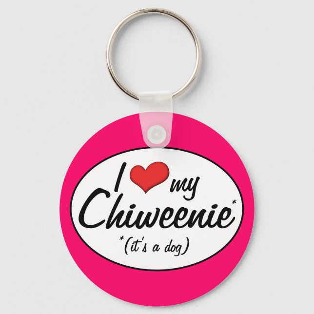 It's a Dog! I Love My Chiweenie Keychain (Front)