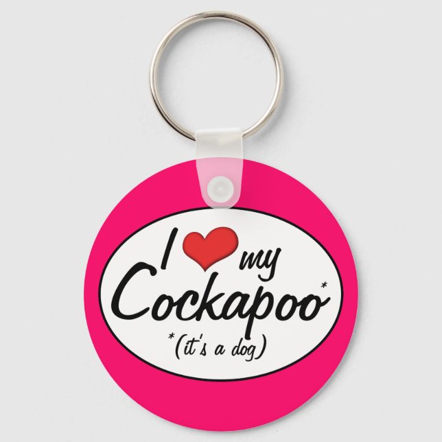 It's a Dog! I Love My Cockapoo Keychain (Front)